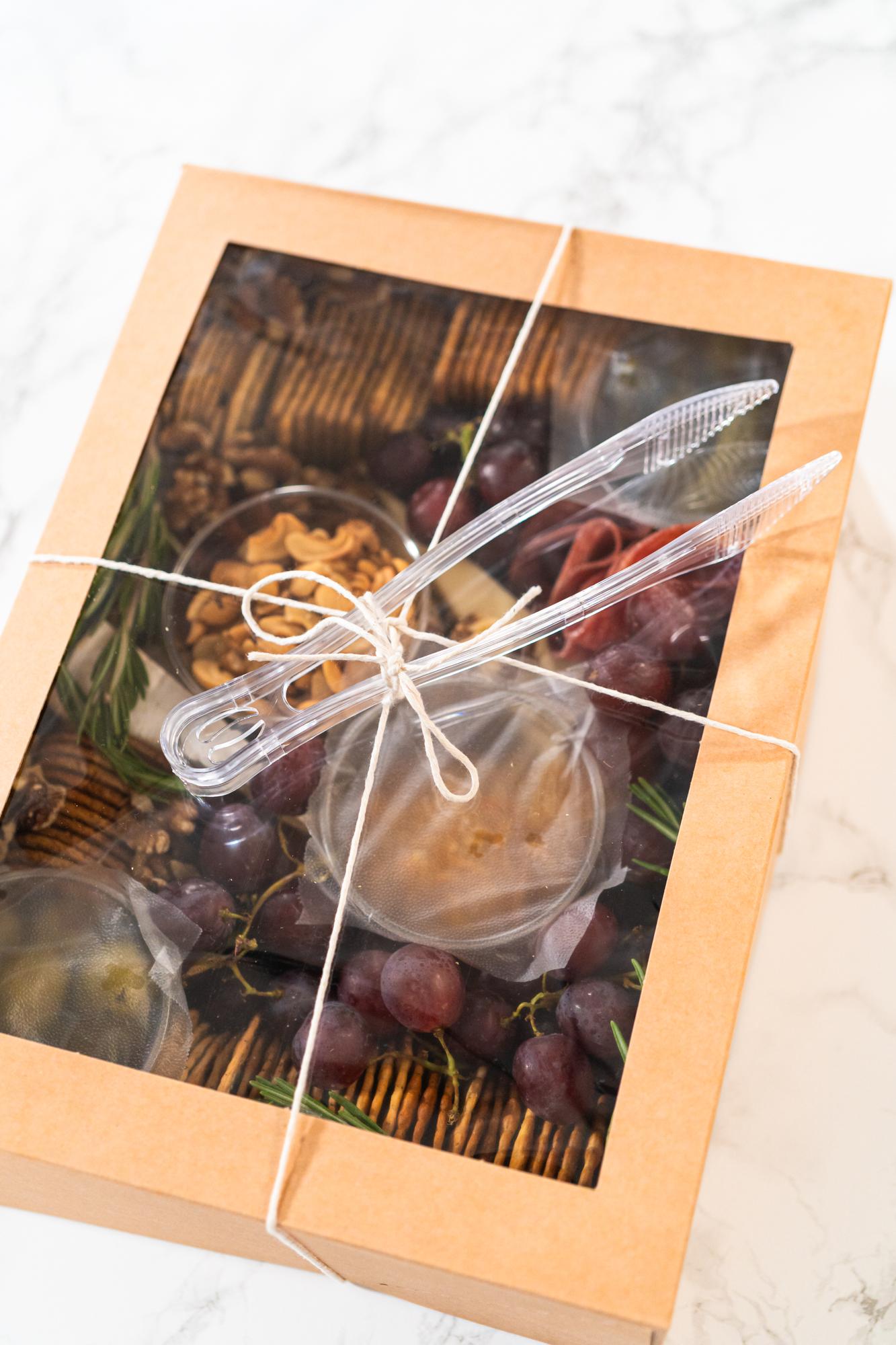 close-up of boxed meal labeled with provenance sticker